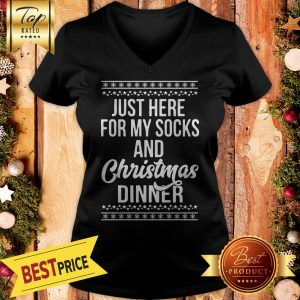 Official Just Here For My Socks And Christmas Dinner V-Neck