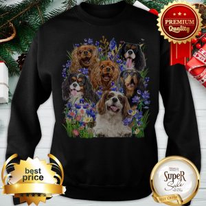Cavalier King Charles Spaniel Purple Flowers Sweatshirt