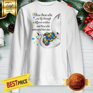 Official Autism Puzzle Elephants Bless Those Who See Life Through Window Sweatshirt
