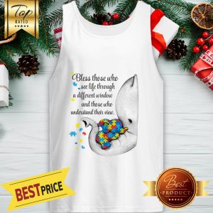Official Autism Puzzle Elephants Bless Those Who See Life Through Window Tank Top