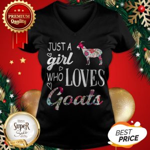Official Flowers Just A Girl Who Loves Goats V-neck