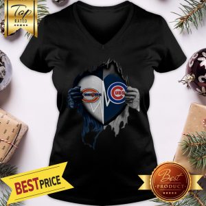 Official Love Chicago Bears And Chicago Cubs Inside Me V-neck