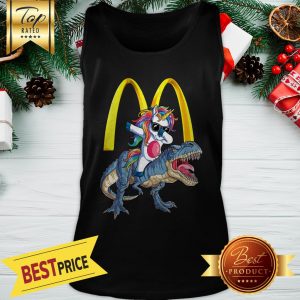 Official Mcdonald's Unicorn Dabbing Riding T-Rex Dinosaur Tank Top