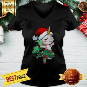 Official Santa Unicorn Christmas Tree Dance V-neck