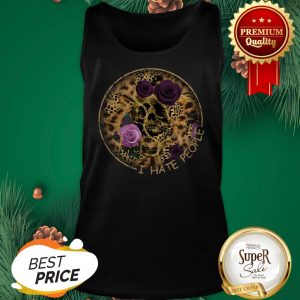 Official Skull Leopard I Hate People Flower Tank Top