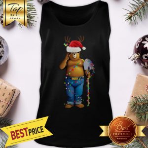 Official Smokey Bear Santa Reindeer Christmas Light Tank Top