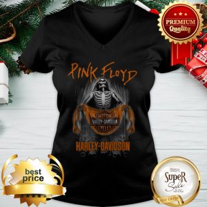 Pink Floyd Skull Motor Harley Davidson Cycles V-neck