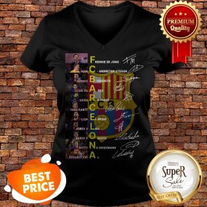 Nice FC Barcelona Logo Signatures Lionel Messi V-neck