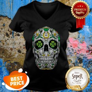 Nice Beautiful Sugar Skull St Patricks Day Of The Dead Women Shamrock Gifts V-neck