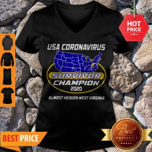 Awesome Map USA Coronavirus Survivor Champion 2020 Almost Heaven West Virginia V-neck