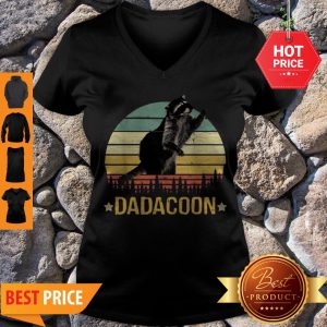 Beautiful Dadacoon Raccoon Fathers Day 2020 Sunset V-neck