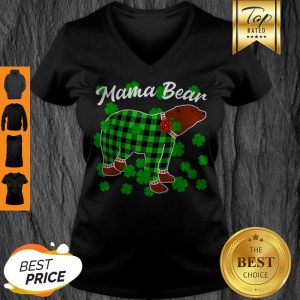 Beautiful St Patrick’s Day Shamrock Clover Plaid Pajama – Mama Bear V-neck