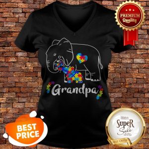 Nice Autism Awareness Support Grandpa Elephant Gift V-neck