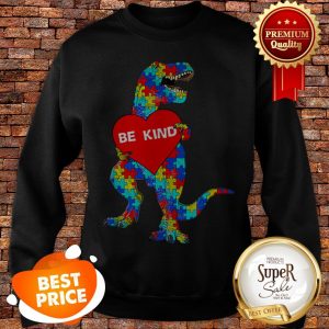 Nice Autism Awareness T Rex Dinosaur Be Kind Puzzle Sweatshirt