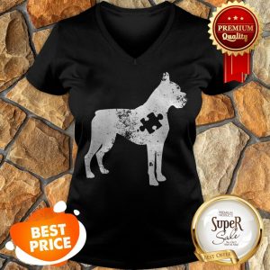 Nice Boxer Dog Autism Awareness Puzzle Pieces Gift Ideas Mom Dad V-neck