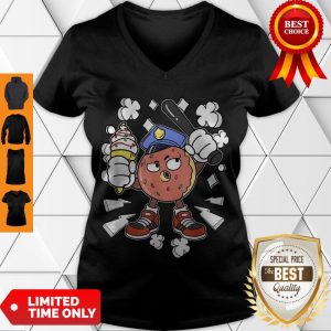 Funny Donut Cop Candy Police Officer Ice Cream Sweet Patrol V-neck