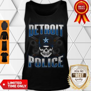 Pretty Detroit Michigan PD Policeman Graphic Skull Guns Thin Blue Tank Top