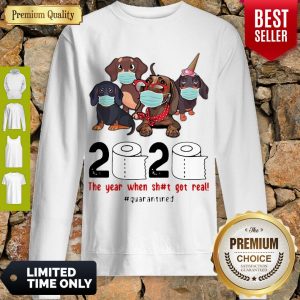 Nice Dachshunds 2020 The Year When Shit Got Real #Quarantined COVID-19 Sweatshirt