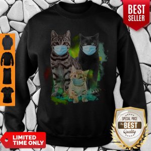 Cute Three Cats Wear Medical Mask Sweatshirt