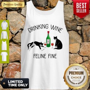 Top Cat Drinking Wine Feline Fine Tank Top