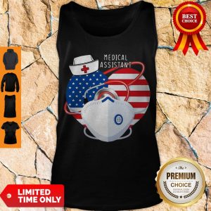 Top Medical Assistant Heart Mask Stethoscope American Flag Tank Top