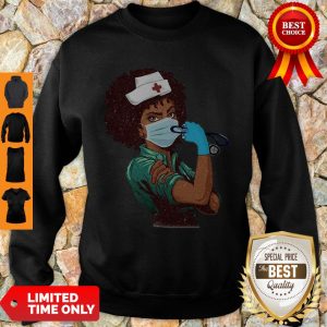 Top Strong Women Black Nurse Sweatshirt