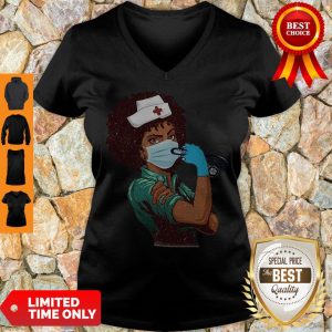 Top Strong Women Black Nurse V-neck