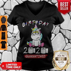 Hot Unicorn Birthday 2020 Quarantined V-neck