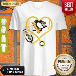 Hot Pittsburgh Penguins Nurse Heart Stethoscope Heartbeat V-neck