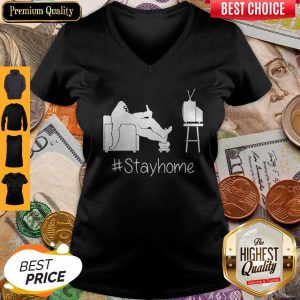 Bigfoot Watching Tv Stay Home V-neck