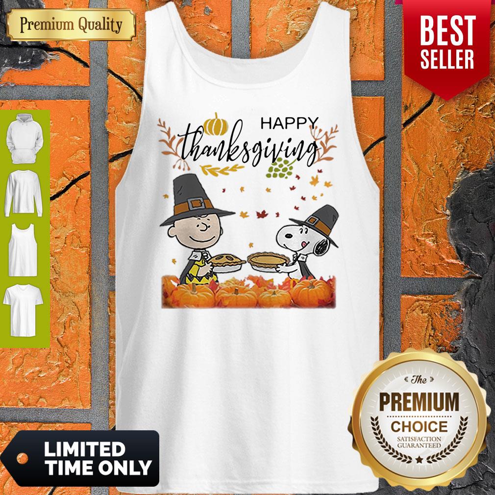 Charlie Brown And Snoopy Peanuts Happy Thanksgiving Tank Top Charlie Brown And Snoopy Peanuts Happy Thanksgiving Tank Top