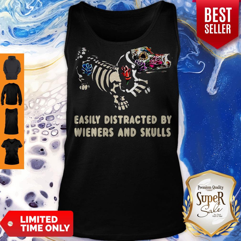 Dachshund Flower Easily Distracted By Wieners And Skulls Tank Top Dachshund Flower Easily Distracted By Wieners And Skulls Tank Top