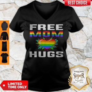 Free Mom Hugs Lgbt Pride Rainbow Heart V-neck