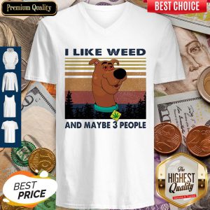 I Like Weed And Maybe 3 People Dog Weed Vintage V-neck