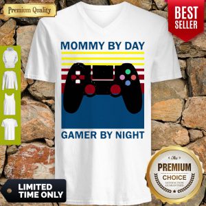 Mommy By Day Gamer By Night Vintage V-neck