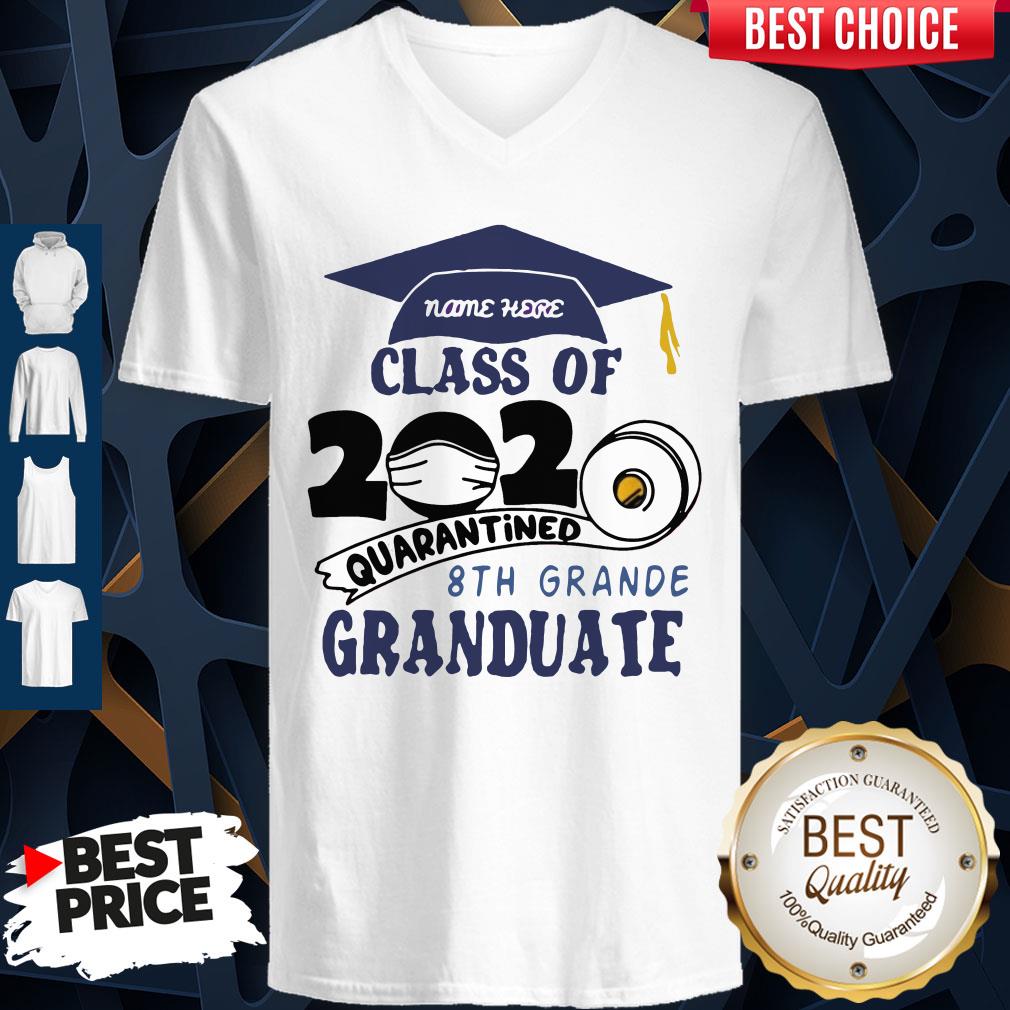 Name Here Class Of 2020 Quarantined 8th Grande Granduate Navy Blue V-neck Name Here Class Of 2020 Quarantined 8th Grande Granduate Navy Blue V-neck