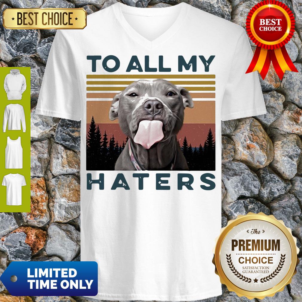 Official Pit Bull To All My Haters Vintage V-neck Official Pit Bull To All My Haters Vintage V-neck