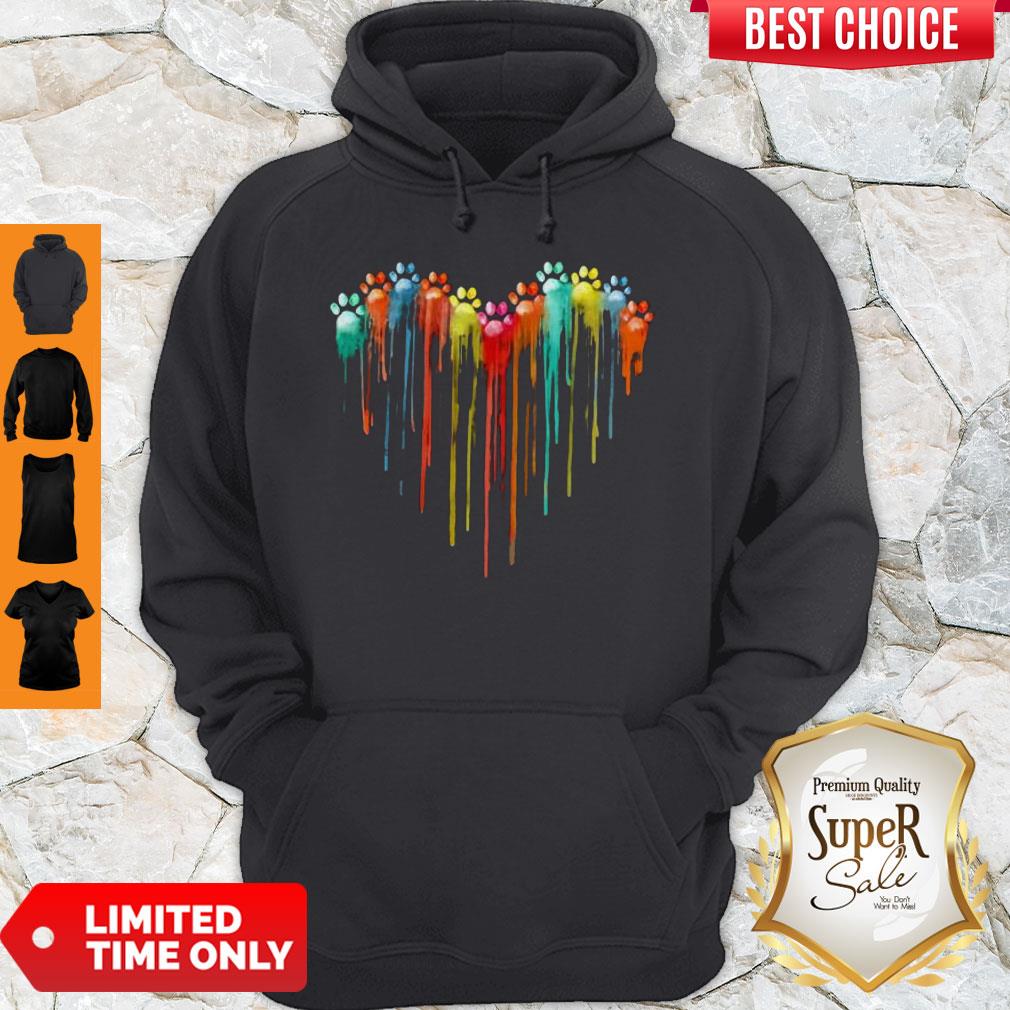 Premium Dog Foots Color Heart Hoodie Premium Dog Foots Color Heart Hoodie