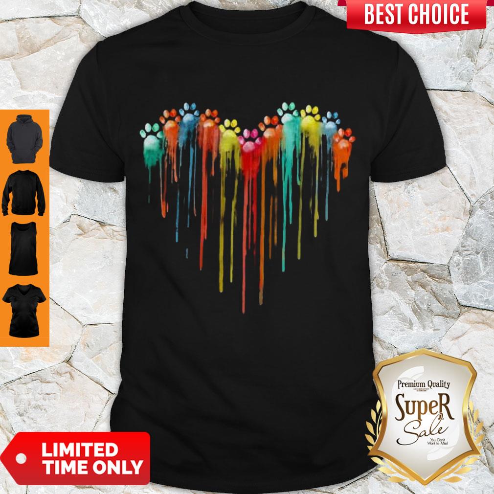 Premium Dog Foots Color Heart Shirt Premium Dog Foots Color Heart Shirt