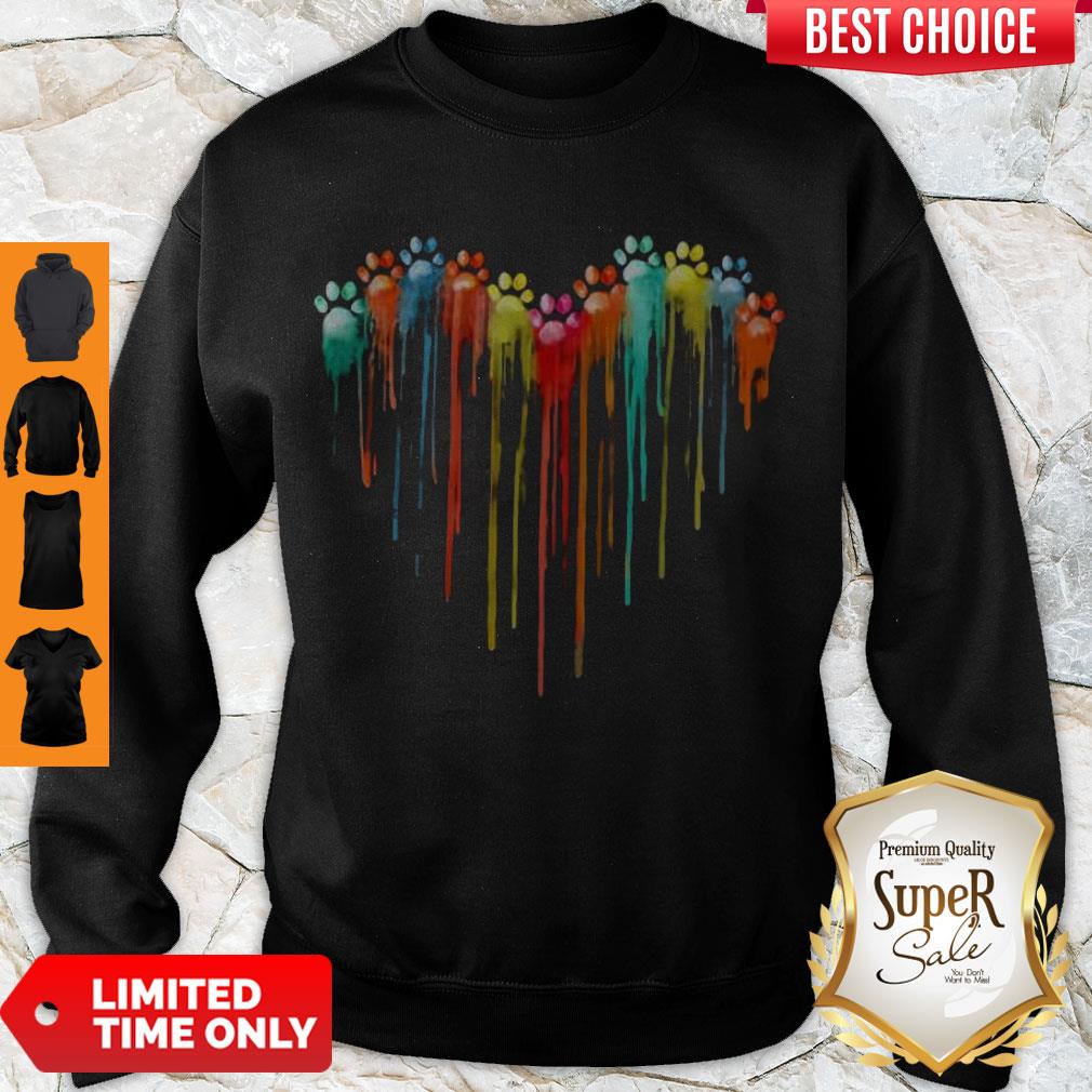 Premium Dog Foots Color Heart Sweatshirt Premium Dog Foots Color Heart Sweatshirt