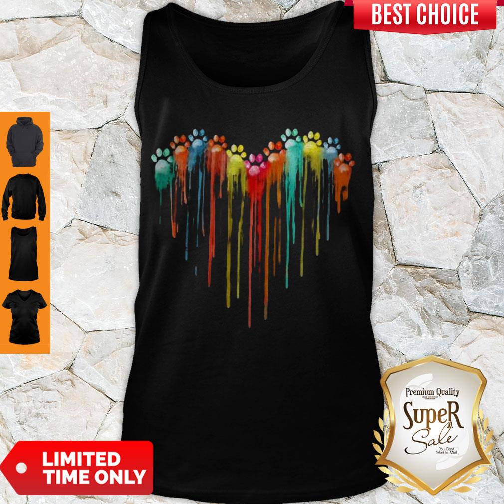 Premium Dog Foots Color Heart Tank Top Premium Dog Foots Color Heart Tank Top