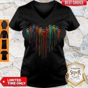 Premium Dog Foots Color Heart V-neck