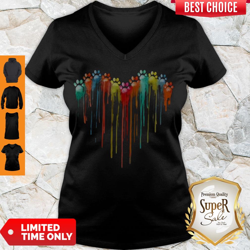 Premium Dog Foots Color Heart V-neck Premium Dog Foots Color Heart V-neck