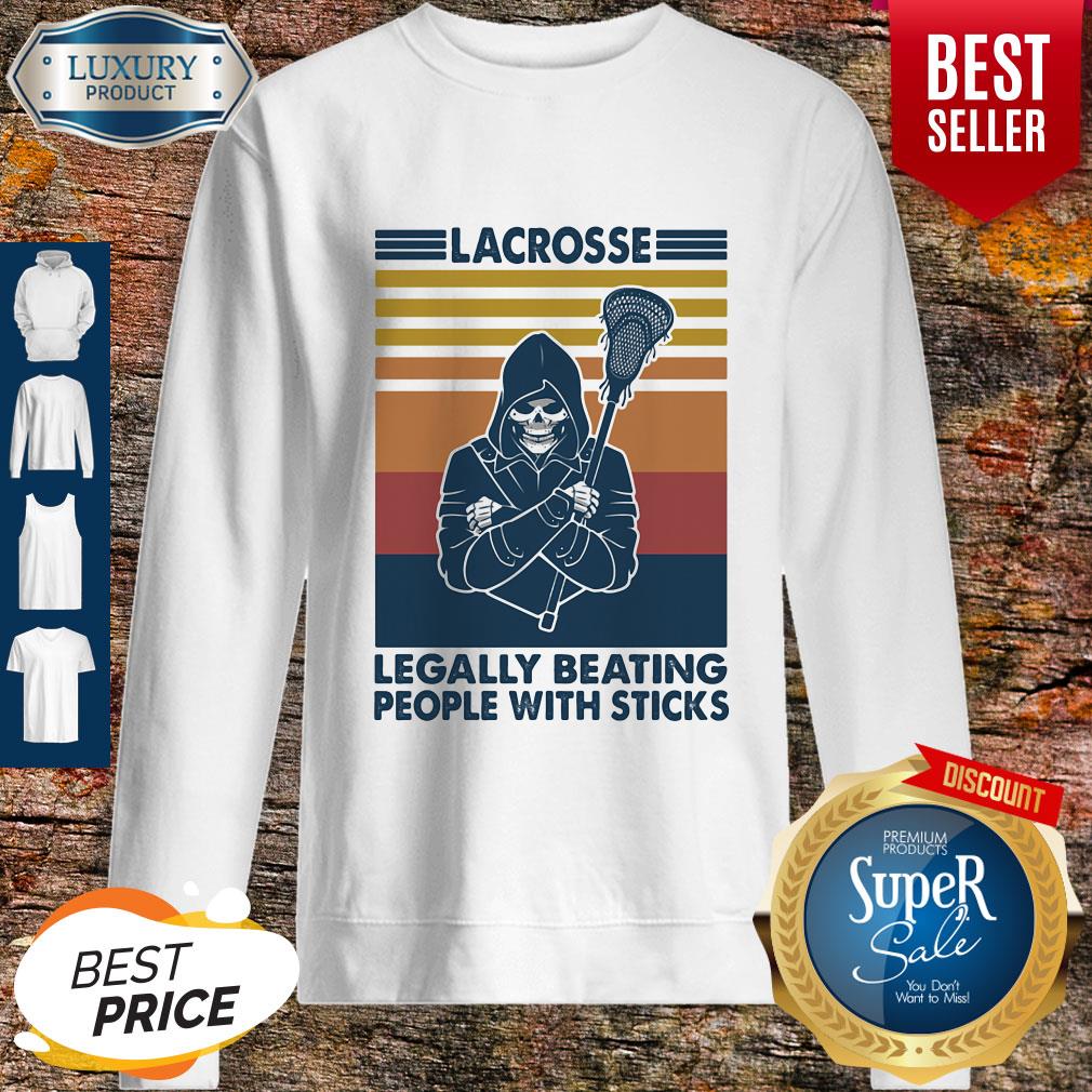 Skeleton Lacrosse Legally Beating People With Sticks Vintage Sweatshirt Skeleton Lacrosse Legally Beating People With Sticks Vintage Sweatshirt