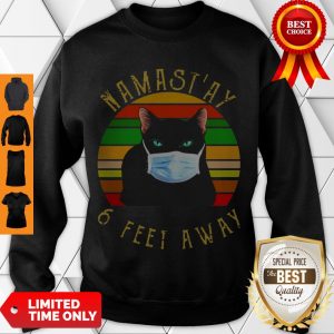 Official Namast’ay 6 Feet Away Cat Face Mask Vintage Sweatshirt