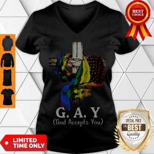 Awesome LGBT Jesus G.a.y God Accepts You V-neck