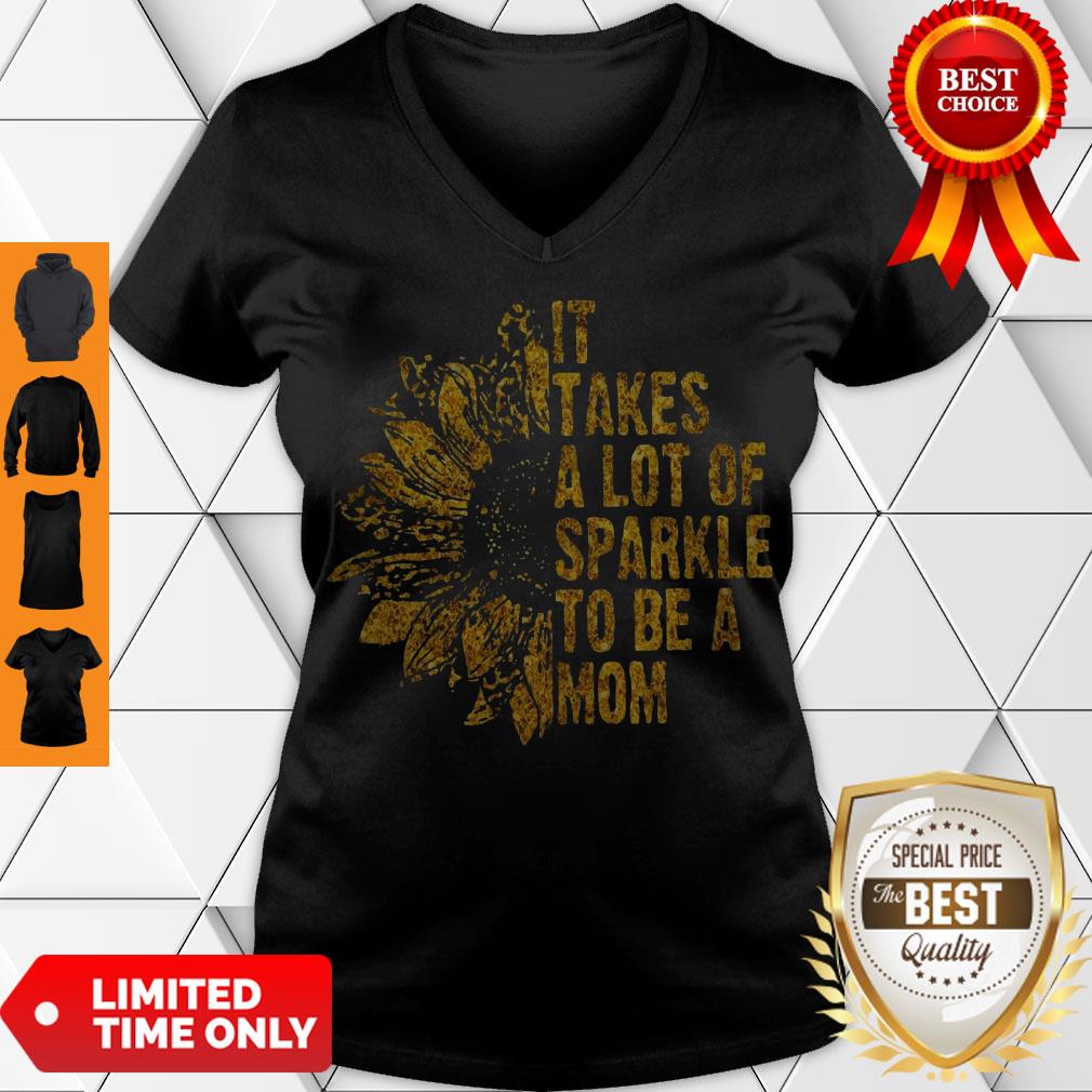 Top Leopard Sunflower It Takes A Lot Of Sparkle To Be A Mom V-neck Top Leopard Sunflower It Takes A Lot Of Sparkle To Be A Mom V-neck