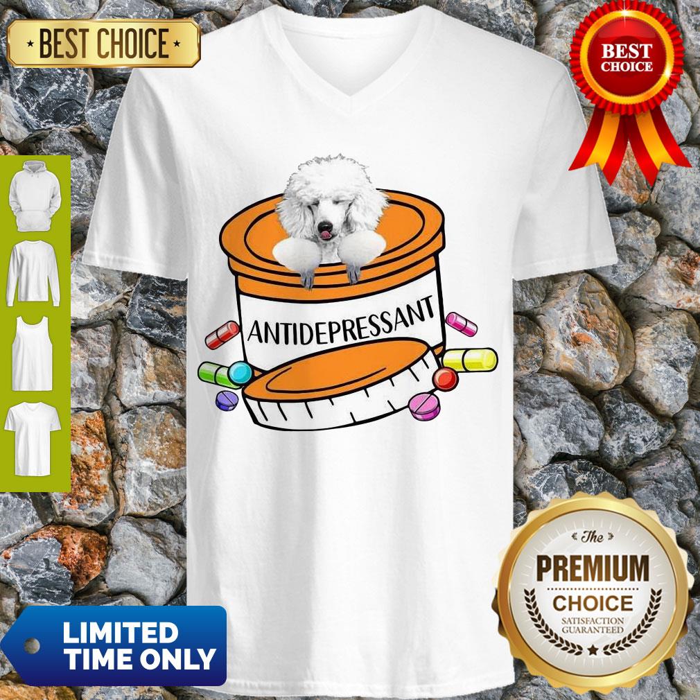 Official White Poodle Antidepressant V-neck Official White Poodle Antidepressant V-neck