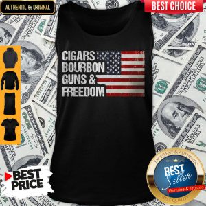 American Flag Cigars Bourbon Guns And Freedom Tank Top