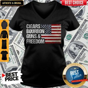 American Flag Cigars Bourbon Guns And Freedom V-neck